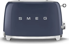 Тостер за хляб SMEG 50's Style TSF01NBEU, 950W, 2 филии, 6 нива, Тавичка за трохи, Вграден кабел, Неръждаема стомана, Тъмносин