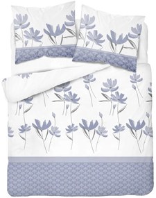 Спално бельо от памучен сатен - лилаво с флорален десен 3 časti: 1ks 220x200 + 2ks 70x80