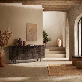 Тъмнокафяв скрин от масивно манго 160x75x40 cm Kalai – MOME