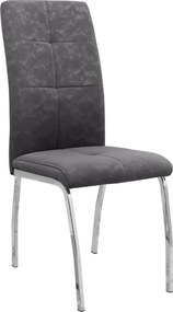трапезен стол Alma PU Leather в сив цвят с метални хромирани крака 42x53x97см.
