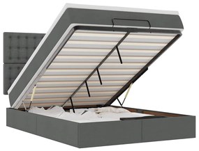 3314170 vidaXL Османска легло с матрак и LED, тъмносиво, 140x190 см, плат