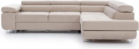 Бежов разтегателен ъглов диван с място за съхранение (десен ъгъл L форма) Anton – ELTAP