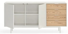 Бял/естествен нисък скрин от декор от дъб 159x80 cm Sierra – Teulat