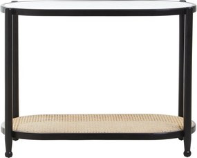 Черна/в естествен цвят конзолна маса със стъклен плот 49x100 cm Cebu – Premier Housewares