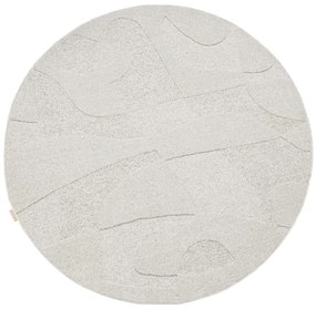Светлосив вълнен кръгъл килим ø 120 cm Morphic Botanica – Agnella