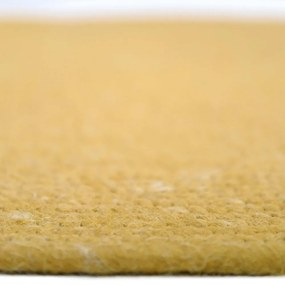 Ръчно изработен килим от вълна и памучна смес в горчично жълто, ø 110 cm Neethu - Nattiot