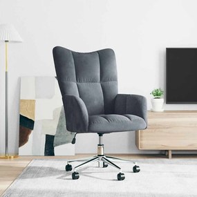 328162 vidaXL Релакс стол, тъмносив, кадифе