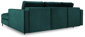 Ъглов разтегателен диван от кадифе в петролено зелено, десен ъгъл Santo - Milo Casa