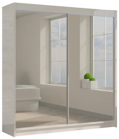 Шкаф с плъзгащи врати и огледало ROBERTA, 200x216x61, бяло