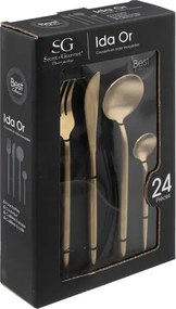 Комплект златни прибори Secret de Gourmet Ida, Инокс, 24 части