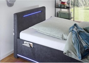 Тъмносиво тапицирано детско легло 90x200 cm без ламелно дъно Circle – Meise Möbel