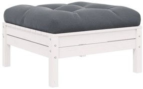 806641 vidaXL Градинска табуретка с възглавница антрацит, бяла, бор масив