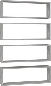 807119 vidaXL Стенни рафтове 4 бр бетонно сиви 80x15x26,5 см инженерно дърво