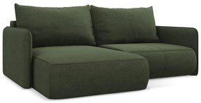 Зелен разтегателен ъглов диван с място за съхранение (ляв ъгъл) Nanea – Makamii