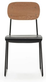 Трапезни столове в комплект от 2 бр. от декор от ясен в черен и естествен цвят Aira – Marckeric