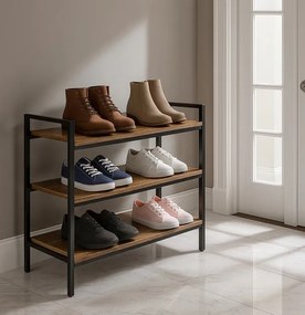 Шкаф за обувки с 3 рафта, Лесно сглобяване, Модерен лофт дизайн, издръжлива конструкция Ruhhy 27038