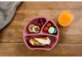 Силиконова детска чиния в тухлен цвят 19x20,5 cm Dusky Pink – Kindsgut