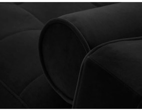 Черен кадифен ъглов разтегателен диван , десен ъгъл Santo - Milo Casa