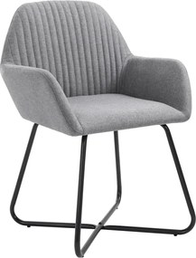 277095 vidaXL Трапезни столове, 6 бр, светлосиви, плат