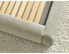 Бежово тапицирано двойно легло с място за съхранение с решетка 160x200 cm Vernon - Bobochic Paris