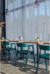 Трапезен стол с подлакътници от масивен дъб в петролен цвят Flip – Gazzda