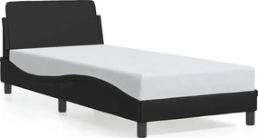 373118 vidaXL Рамка за легло Dover, черна, 90x200 см, изкуствена кожа