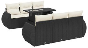 3326577 vidaXL Градински комплект диван с възглавници 7 части черен полиратан