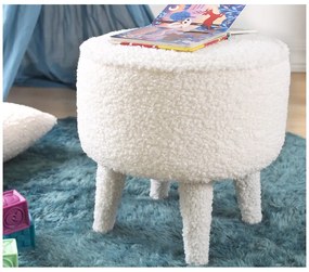 Бял детски пуф от плат букле Moouv – Artie