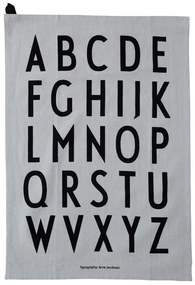 Сива памучна кърпа за чай "Азбука" в комплект от 2 броя, 40 x 60 cm - Design Letters