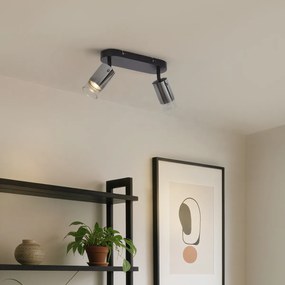 Модерен таванен прожектор Gunmetal 2-лампи Въртящ се и регулируем - Drain