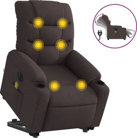 3206677 vidaXL Електрически изправящ масажен реклайнер стол тъмнокафяв текстил