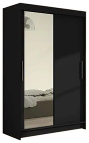 Плъзгащ се гардероб FLORIA VI с огледало, 120x200x58, черен мат