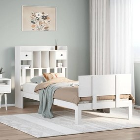 3322687 vidaXL Легло с етажерка за книги, без матрак, 90x200 см, бор масив