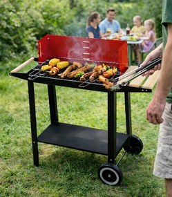 Градинска скара с колела и рафтове 87 x 35 x 80 cm