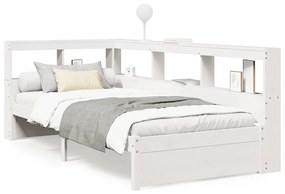 3324357 vidaXL Легло с етажерка за книги, без матрак, 100x200 см, бор масив