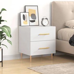 827276 vidaXL Нощно шкафче, бяло, 40x35x47,5 см, инженерно дърво