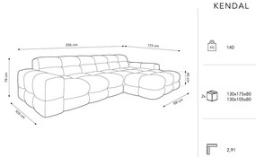 Ъглов диван от черно кадифе (десен ъгъл) Kendal - Micadoni Home