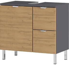 Сив шкаф под умивалника в дъб 60x56 cm Mauresa - Germania