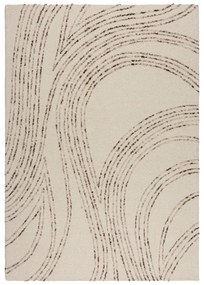 Кафяво-кремав вълнен килим 200x290 cm Abstract Swirl – Flair Rugs