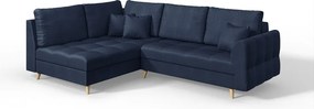 Тъмносин ъглов диван (ляв ъгъл) Ariella - Ropez