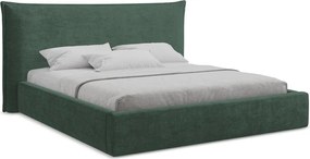 Зелено двойно легло 160x200 cm тапицирано с място за съхранение с включена подматрачна рамка Esala – Makamii