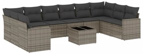 3251817 vidaXL Градински комплект диван с възглавници 11 части сив полиратан