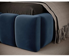 Тъмносиньо единично легло 90x200 cm тапицирано с място за съхранение с включена подматрачна рамка Lamica – ELTAP