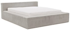 Сиво двойно легло 180x200 cm тапицирано с място за съхранение с включена подматрачна рамка Cloe – Ropez