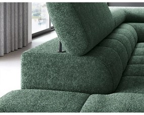 Зелен разтегателен ъглов диван с място за съхранение от букле (ляв ъгъл L форма) Ferucce – ELTAP