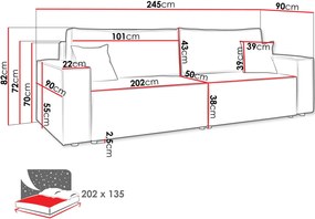 Разтегателен диван Karl двуместен-Тъмносив