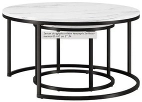 Комплект от 2 кръгли масички за кафе - бял мрамор