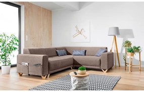 Кафяв разтегателен/с място за съхранение ъглов диван (десен ъгъл/L форма) Classy Sophie – Miuform