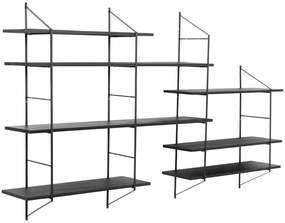 Черен на няколко нива стенен рафт от масивна Пауловния 196 cm Belfast – Actona