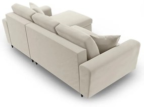 Бежов кадифен разтегателен ъглов диван с място за съхранение Kyoto – Cosmopolitan Design